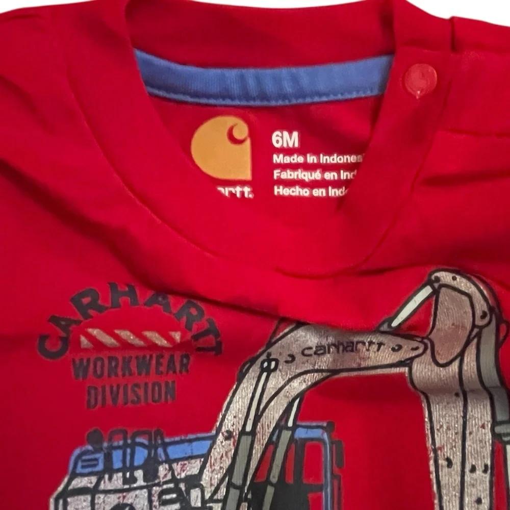 Carhartt Red Infant Bodysuit with Excavator Design